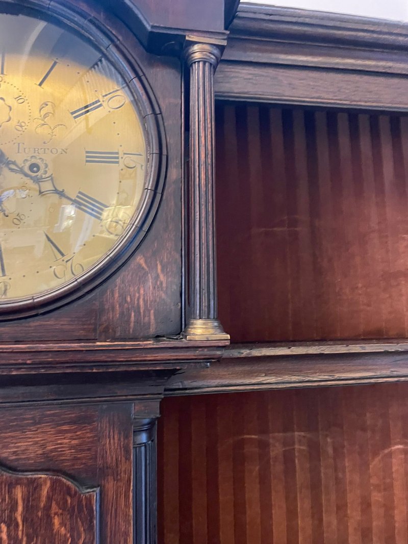 Rare 18th Century Large Antique George III Quality Oak Dresser with Rack and Longcase Clock - Image 13